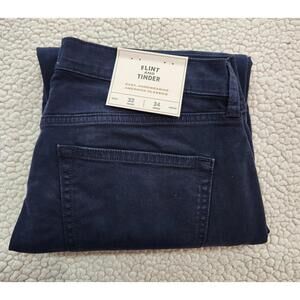 Flint & Tinder Men's Navy-Blue Working Pants Size 32x 34 Slim Fit 5 Pockets NWT